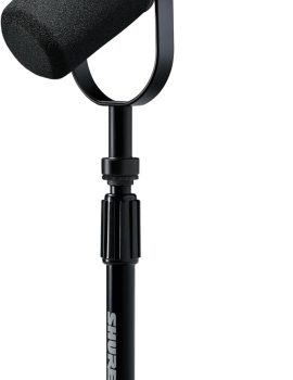 Shure MV7+ Podcast Dynamic Microphone with Stand. OBS Certified, Enhanced Audio, LED Touch Panel, USB-C & XLR Outputs, Auto Level Mode, Digital Pop Filter, Podcasting, Streaming, Recording – Black